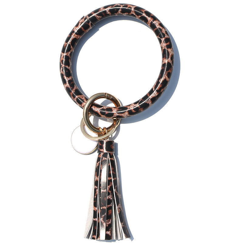 WholesalePU Leather Tassel Bracelet Keychain